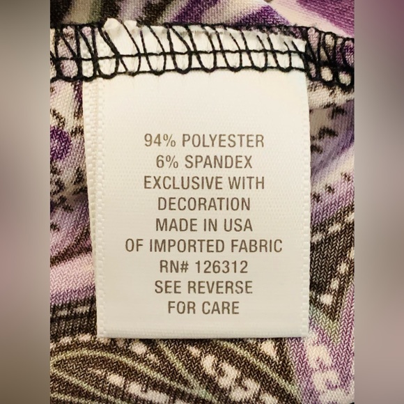 Woman’s Dressbarn Blouse XL Purple Paisley Embroidered Made in USA - Picture 10 of 11
